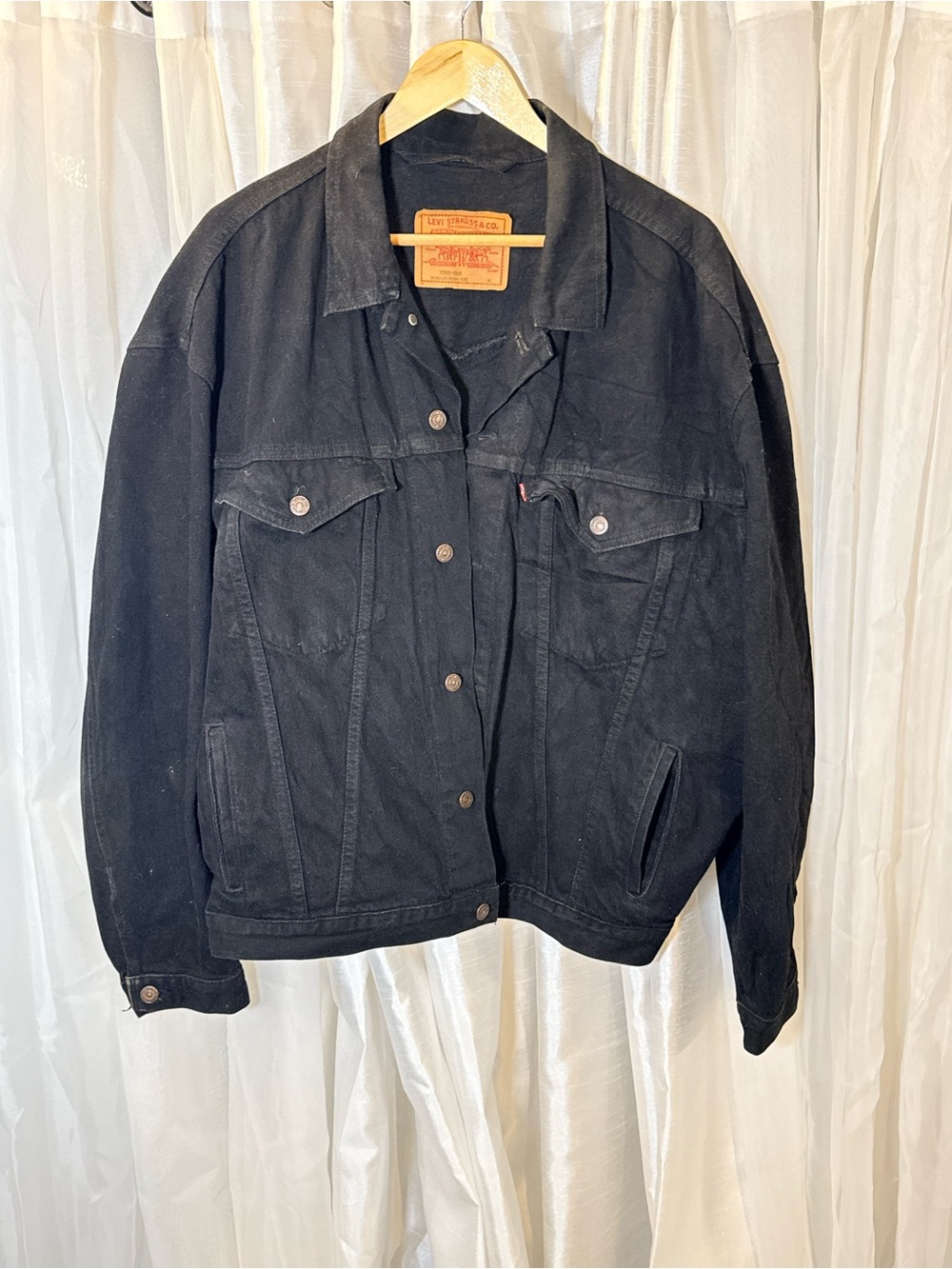 Levi's Black Denim Jacket with Chest Flap Pockets